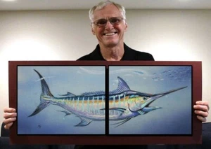 Blue Marlin 11 x 14 Alter Mann und der Seefisch Wandkunstdrucke Geschenk Kopf & Schwanz - Bild 1 von 4