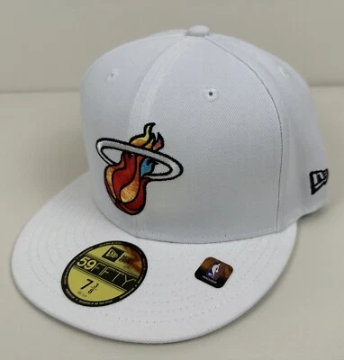 New Era 59Fifty Miami Heat White City Edition Mashup Fitted Hat Cap Size 7 3/8 - Image 1 of 4