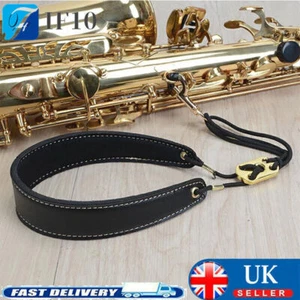 Leather Saxophone Neck Strap For Soprano Tenor Alto Baritone Sax Comfortable UK - Picture 1 of 8