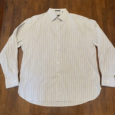 Camisa de vestir para hombre John Varvatos 17 34/35 algodón superfino blanco varias rayas LS Foto 1 de 4