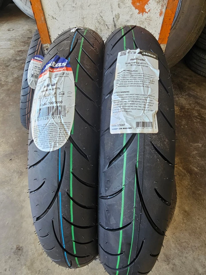 Coppia pneumatici 100/90-19 57H e 120/90-18 65H MITAS MC50 DOT2024 - Immagine 1 di 1