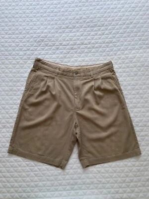 Tommy Bahama Men’s Shorts 80% Silk 20% Bamboo Size 34 Pleated Tan Color — 第 1/4 张图片