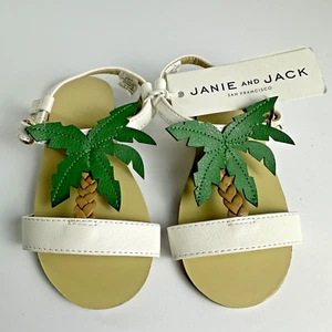 Janie and Jack Baby Girls Sandals 8 Kids Shoes Palm Tree White Buckle Kids - Picture 1 of 5