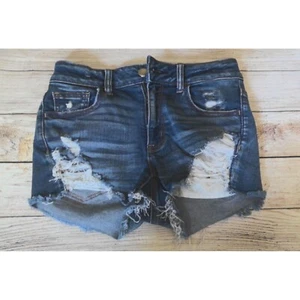 Pantalones cortos de mezclilla American Eagle envejecidos superestirados talla 4 - Imagen 1 de 5