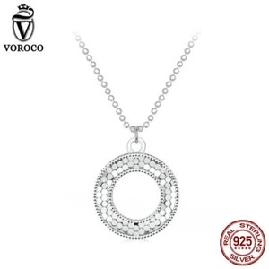 Collar VOROCO Beauty S925 plata esterlina brillante en forma de O para mujer joyería - Imagen 1 de 16