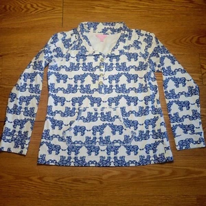 Lilly Pulitzer Captain Popover Elephant Print Henley Sweatshirt Size Large  - Picture 1 of 14