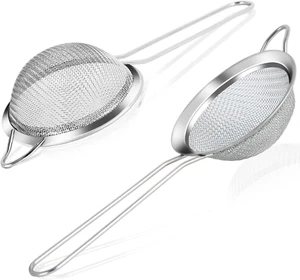 Fine Mesh Strainers Set of 2, Colanders & Sifters with Sturdy Handle for Kitchen - Picture 1 of 7