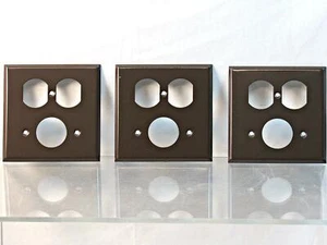 Lotto 3 placche da parete Mulberry Steel 1 duplex 1 singola presa rotonda - Foto 1 di 2