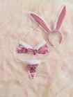 Sexy Furry Bunny Lingerie Outfit Bowknot Lace Up Cosplay Intimate Sleepwear US