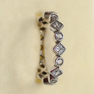 New Pandora Ring Alluring Brilliant Princess 190943CZ Multiple CZ W Suede Pouch - Picture 1 of 5