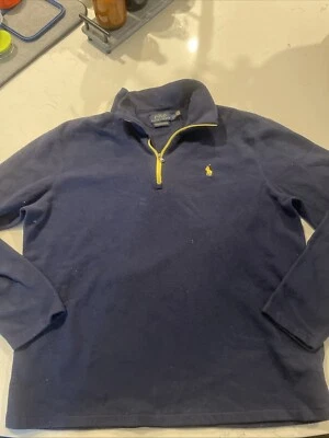 Polo Ralph Lauren Suéter Juvenil Grande Azul Marino Polar EE. UU. 1/4 Cremallera Pullover Logo Foto 1 de 4