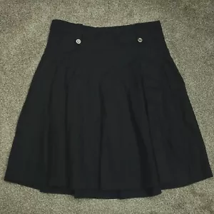 São Paulo Skirt Women Sz 12 Black Linen Lagenlook Buttons Gentle Use - Picture 1 of 19