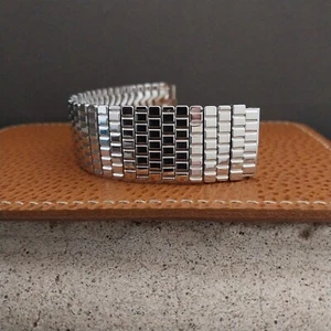 Vintage 19mm 1950s Speidel MCM White Gold Filled Wide Classic Unused Watch Band - Picture 1 of 7