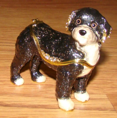 PORTUGUESE WATER DOG Enameled Box (3375) Australian Crystals, Pewter, Enameled - Image 1 of 4