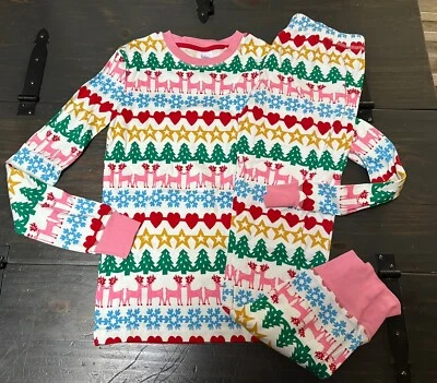 Mini Boden Navidad Estampado Festivo Navidad Pijama Niñas Talla 12 Reno Árbol Foto 1 de 4