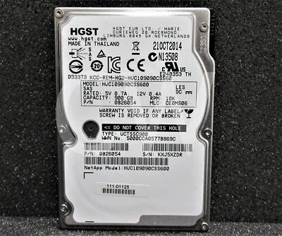 HUC109090CSS600 0B26054 HGST 900GB 10K RPM 6Gb/s 2.5" SAS HDD Hard Drive - Image 1 of 2