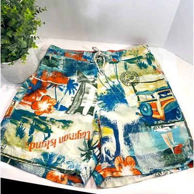 Men’s Swim Trunks Tropical Hawaiian Palm Trees Tiki Caribbean Joe’s Size L Large - Image 1 of 4
