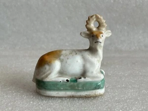 RARA VECCHIA STATUETTA VINTAGE STAFFORDSHIRE DECORATIVA PORCELLANA CERAMICA STATUA CERVO - Foto 1 di 12