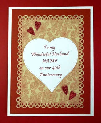 40th Wedding Anniversary Card for Husband with Personalized Name & Verse inside  - Image 1 of 4
