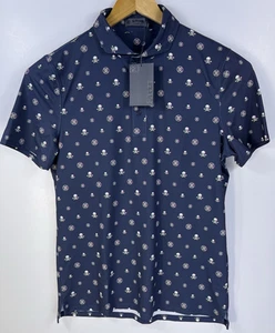 Neu G/Fore Poloshirt Herren Medium verschwommen Totenkopf gekreuzte Knochen Golf blau $ 120 - Bild 1 von 6