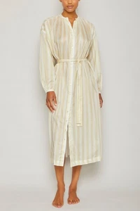 Abito Pour Les Femmes Medium Mona con bottoni davanti - a righe sabbia e panna $198 nuovo con etichette - Foto 1 di 7