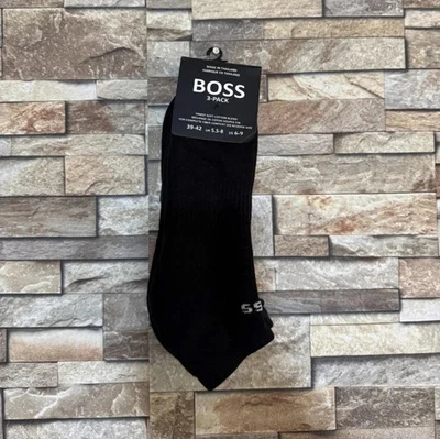 BOSS Men’s Socks 3 Pack – Pure Cotton Ankle & Low-Cut Trainer Socks Black white
