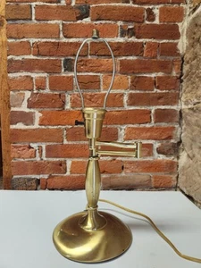 Vintage Brass-Tone Swing Arm Desk Lamp 18.5" Tall, Adjustable Arm - Picture 1 of 7