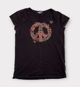 Camiseta Lucky Brand para mujer talla XL gris oscuro cuello en V camiseta gráfica de paz - Imagen 1 de 8
