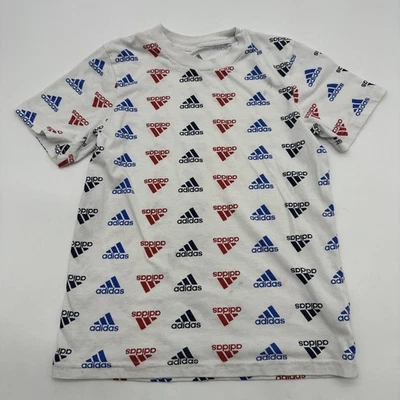 阿迪达斯 T 恤青少年男孩 7 码 AOP 标志白色..#33155 — 第 1/4 张图片