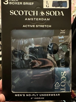 NWT Scotch & Soda Amsterdam 3 Pack 6” Active Stretch Boxer Briefs No Fly Comfort - Image 1 of 4