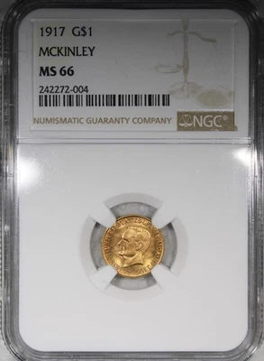 1917 McKinley Commemorative Gold Dollar NGC MS66 Toned - Image 1 of 4