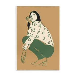 Fashion Girl Kneeling Wall Plaque Art Design by Incado - Picture 1 of 7
