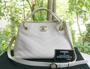 100% AUTHENTIC CHANEL CHIC BEIGE CHEVRON RETAIL $4,500 - Picture 1 of 23
