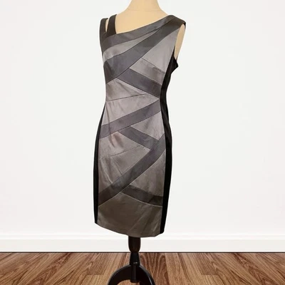 Vestido JAX para mujer talla 12 negro gris satinado funda vendaje cóctel fiesta glamour Foto 1 de 4