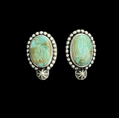 Новые серьги из чистого серебра и бирюзы ремесленника - Изображение 1 из 4