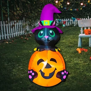 Inflatable Halloween Decorations,4.0 FT Inflatable Black cat & Pumpkin Outdoo... - Bild 1 von 6