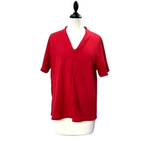 Top Lafayette 148 Nueva York Talla M Rojo Cereza Ponte Tejido Estructurado Cuadrado Carrera - Imagen 1 de 12