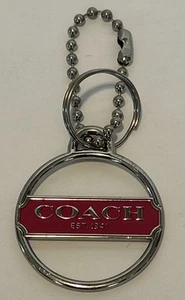 COACH Redondo Plata Rosa Logo Etiqueta Colgante Metal Llavero Bolso Dije Llavero (R-5) - Imagen 1 de 4