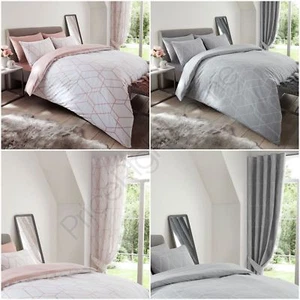 METRO GEOMETRISCHE DIAMANT BETTDECKE SET EINZELN DOPPELKÖNIG / VORHÄNGE 54" & 72 - Bild 1 von 21