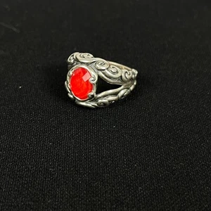 Vintage Carolyn Pollack Ring Coral Quartz Doublet Sterling Silver Size 9.25 - Picture 1 of 14