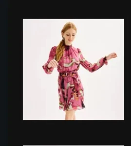 XXL-Damen Nine West Langarm Gürtelkleid pink - Bild 1 von 6