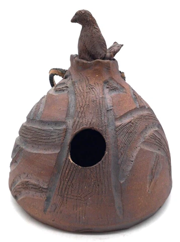 Hanging Clay Dome Birdhouse - Handmade - Red Clay(?) - Signed Kirk Niehouse Cover