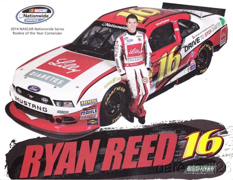 2014 Ryan Reed Lilly Diabetes Ford Mustang NASCAR Nationwide postcard Cover
