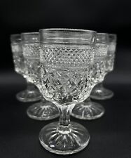 SET OF 6 ANCHOR HOCKING WEXFORD CLEAR GLASS WINE GOBLETS 5 3/8"