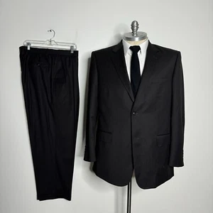 Pronto Uomo Suit 46L 40W Mens Brown Stripe Wool - Picture 1 of 15