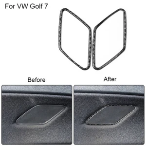 Carbon Fiber Door Speaker LoudSpeaker Trim Cover For VW Golf 7 MK7 2014-2019  - Picture 1 of 14