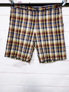Tommy Hilfiger Mens Shorts Size 38 Multicolor Plaid Flat Front Pockets - Picture 1 of 6