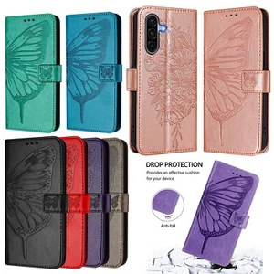 Custodia portafoglio pelle farfalla goffrata per Samsung Galaxy A25E A26 A56 A36 - Foto 1 di 117