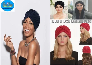 Pretty Black Turban with Bow. Chemo Cancer Hat Hair Loss Head Wrap Black - Picture 1 of 8