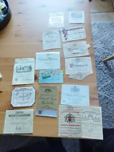LOT 15 ETIQUETTES GRAND CRU CLASSE BORDEAUXvBIURGOGNE vintage - Imagen 1 de 5